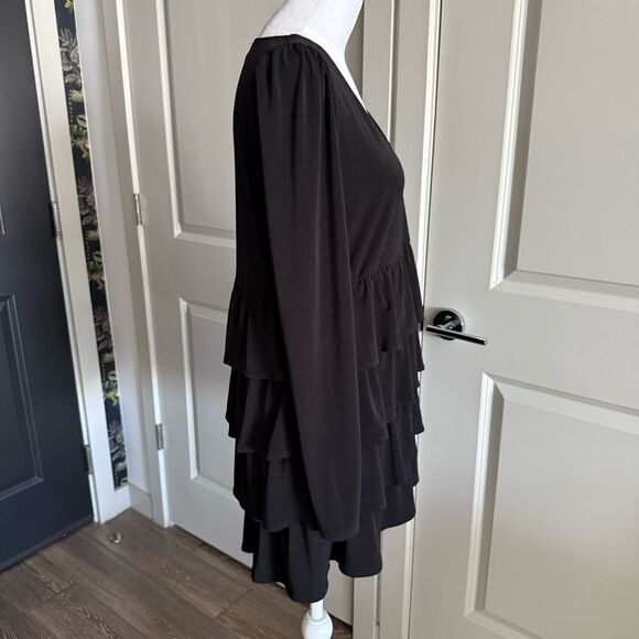 Show Me Your Mumu Top Tier Black Long Sleeve Ruffle Tier Mini Dress Size XS - Picture 2 of 6